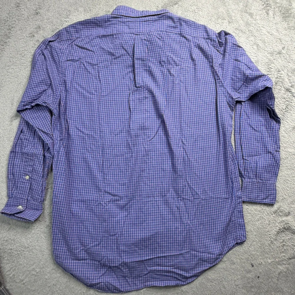 Ralph Lauren Mens Classic Fit Blue Red Plaid Button Down Shirt Medium Long Sleev